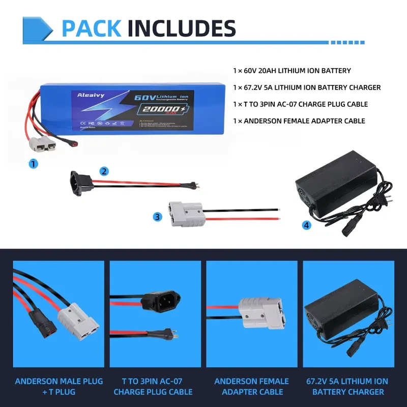 Aleaivy 60V 20AH 30AH 21700 Li - огляд і ціна 60V 30Ah 21700 Battery Pack